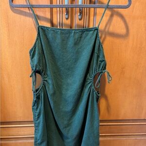 Aerie Forest Green Camisole Dress with Ruched Sides and Cut Out Details. Size: S